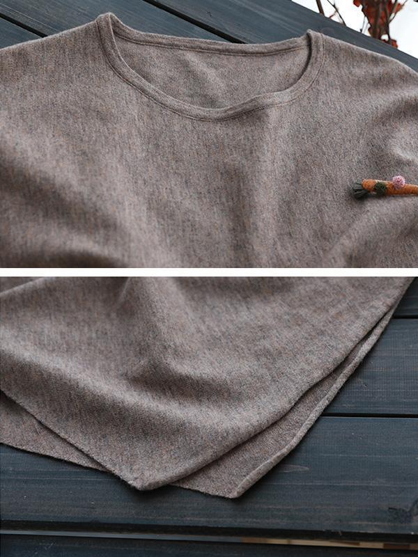 Women Comfy Knit Top Irregular Hem Sweater - Omychic