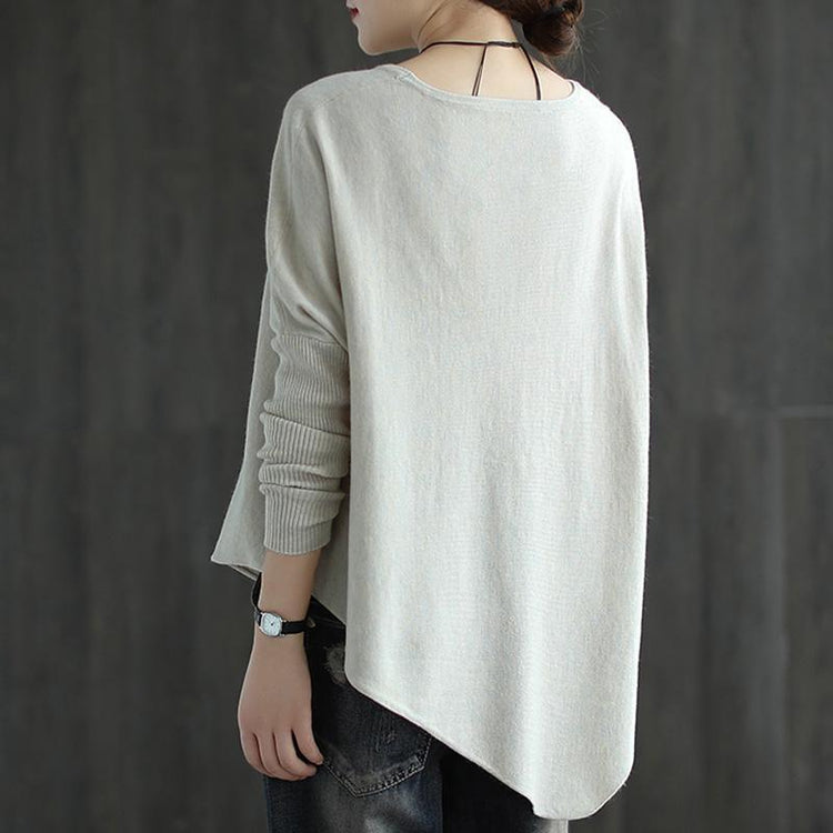 Women Comfy Knit Top Irregular Hem Sweater - Omychic