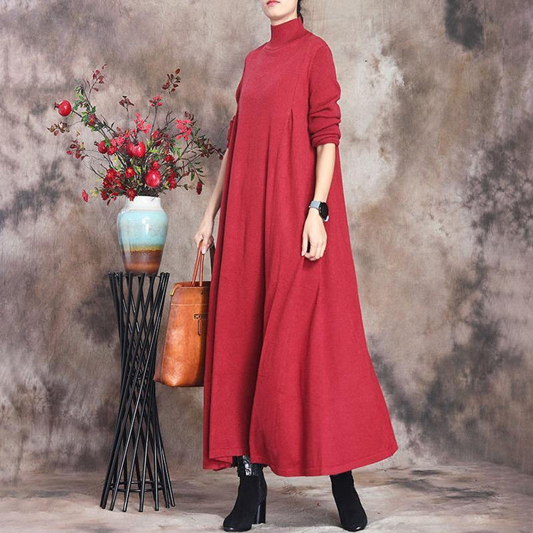 Solid Knitted High Neck Casual Dress ( Limited Stock) - Omychic