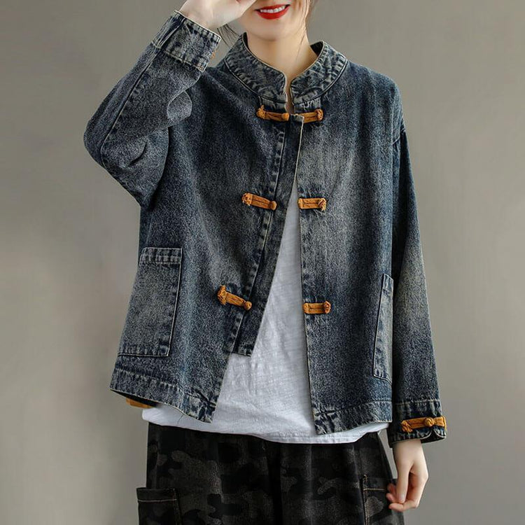 2021 New Denim Pocket Spliced Jacket Coat - Omychic