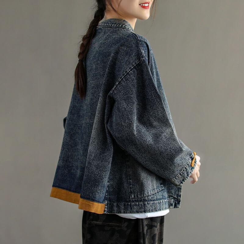 2021 New Denim Pocket Spliced Jacket Coat - Omychic