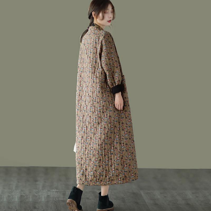 Retro Pocket Warm Long Cotton Women Coat - Omychic