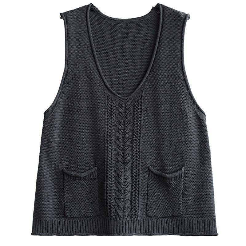 2021 New Pocket Knitted Hollow Vest - Omychic