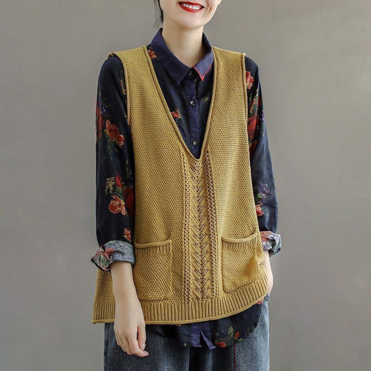 2021 New Pocket Knitted Hollow Vest - Omychic