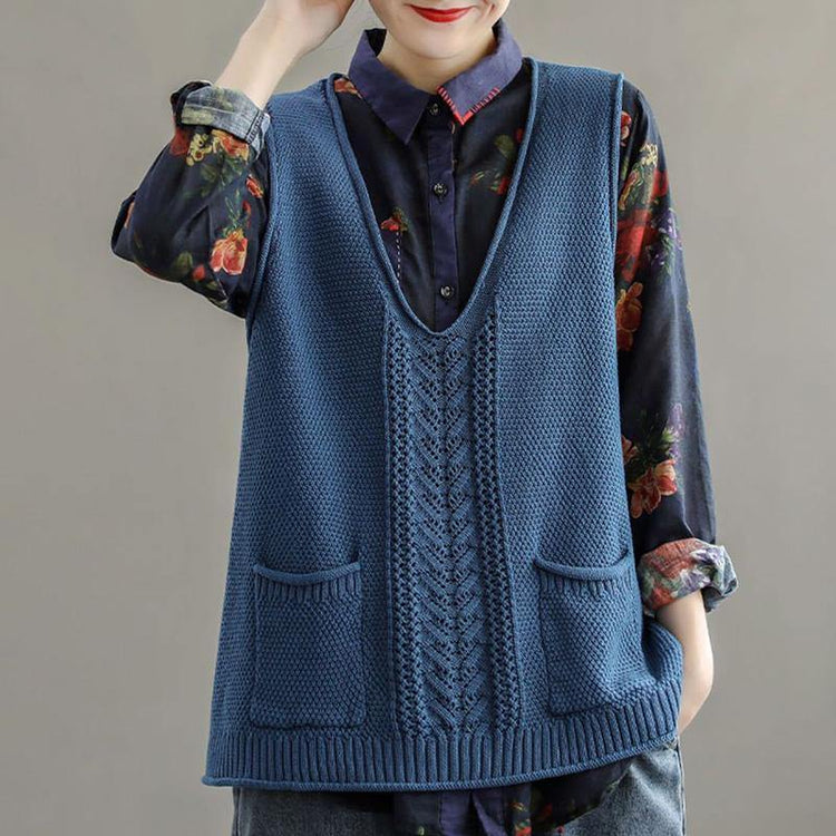 2021 New Pocket Knitted Hollow Vest - Omychic