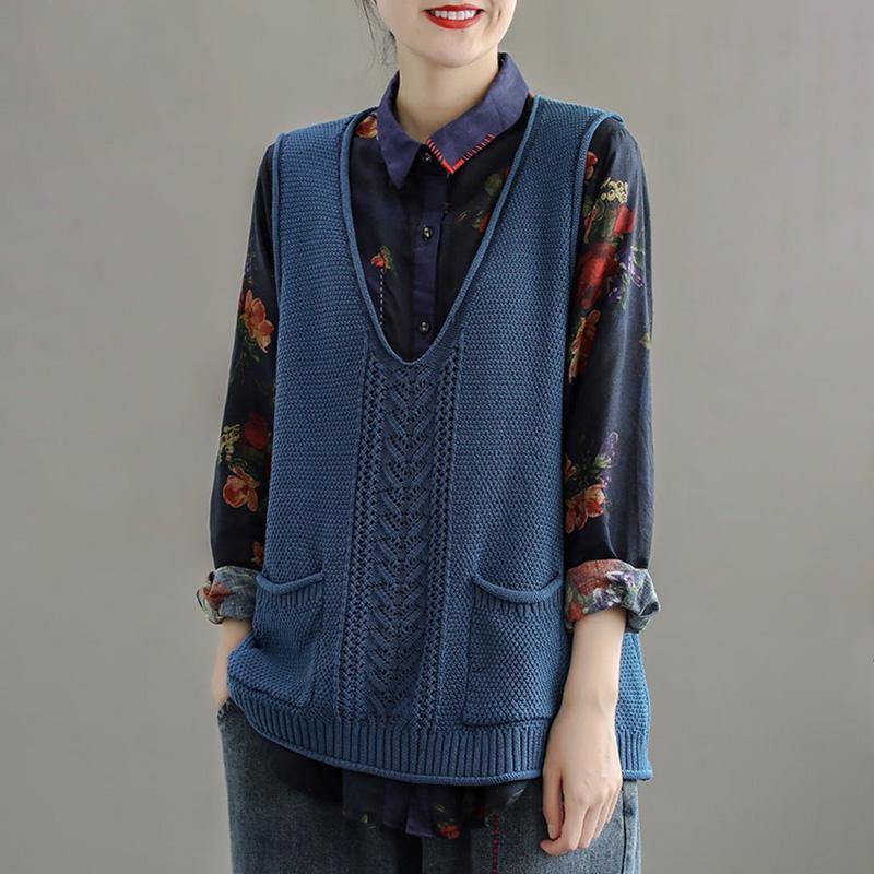 2021 New Pocket Knitted Hollow Vest - Omychic