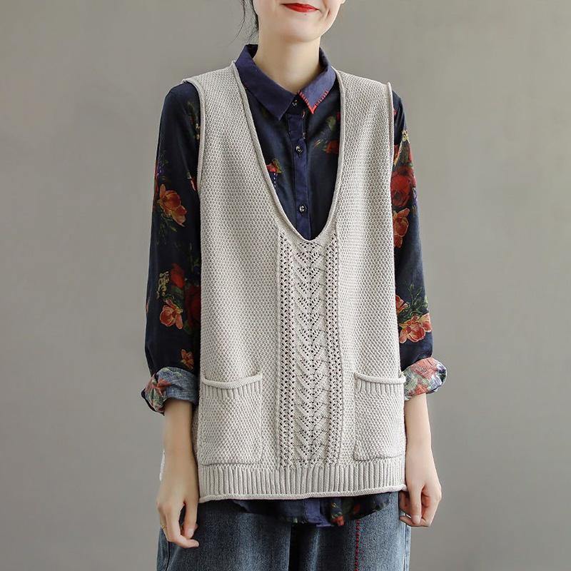 2021 New Pocket Knitted Hollow Vest - Omychic