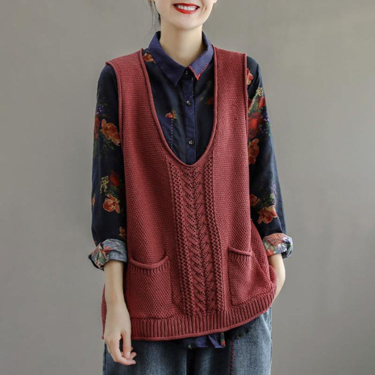 2021 New Pocket Knitted Hollow Vest - Omychic