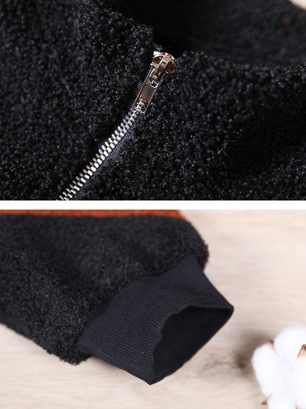 Elegant Color Stitching Zip Up Sweatshirt - Omychic