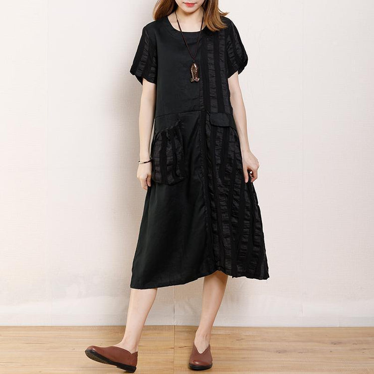 Round Neck Casual Patchwork Summer Dress - Omychic