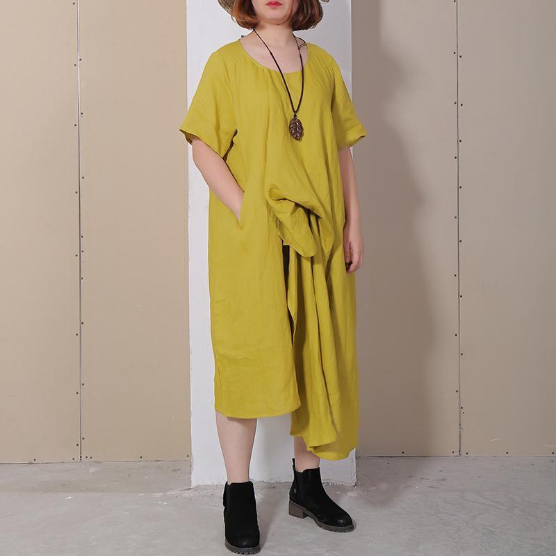 Women Summer Casual Solid Loose Short Sleeve Dress - Omychic