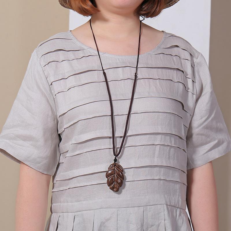 Women Summer Casual Solid Pullover Loose Short Sleeve Maxi Dress - Omychic
