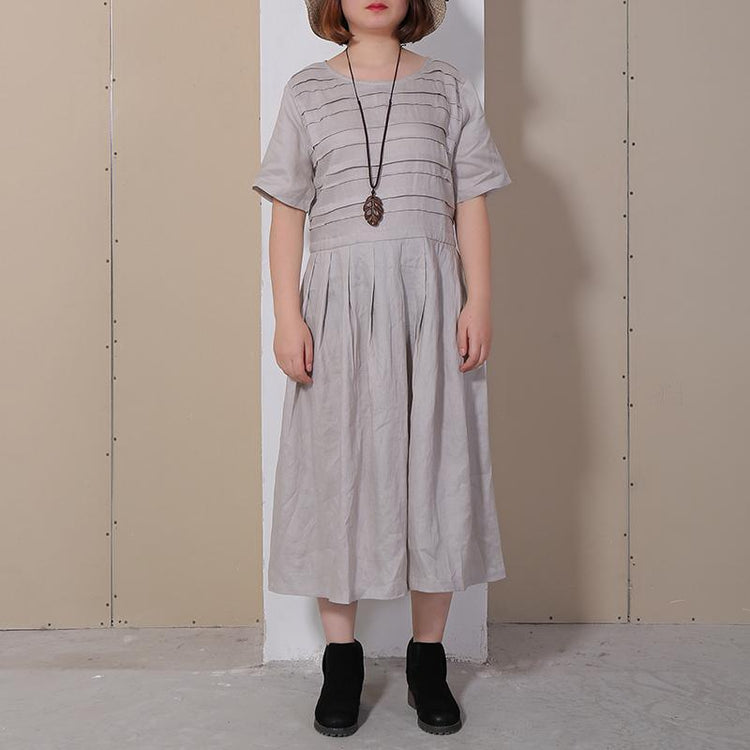 Women Summer Casual Solid Pullover Loose Short Sleeve Maxi Dress - Omychic