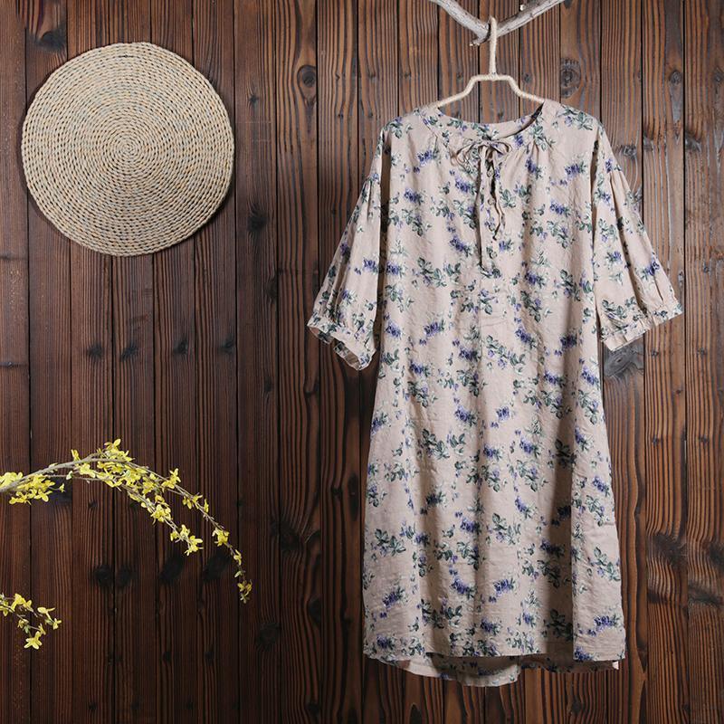 Women Summer Floral Casual Short Sleeve Loose Dress - Omychic