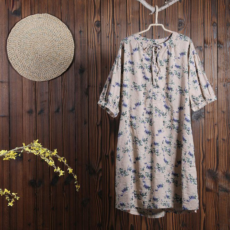 Women Summer Floral Casual Short Sleeve Loose Dress - Omychic