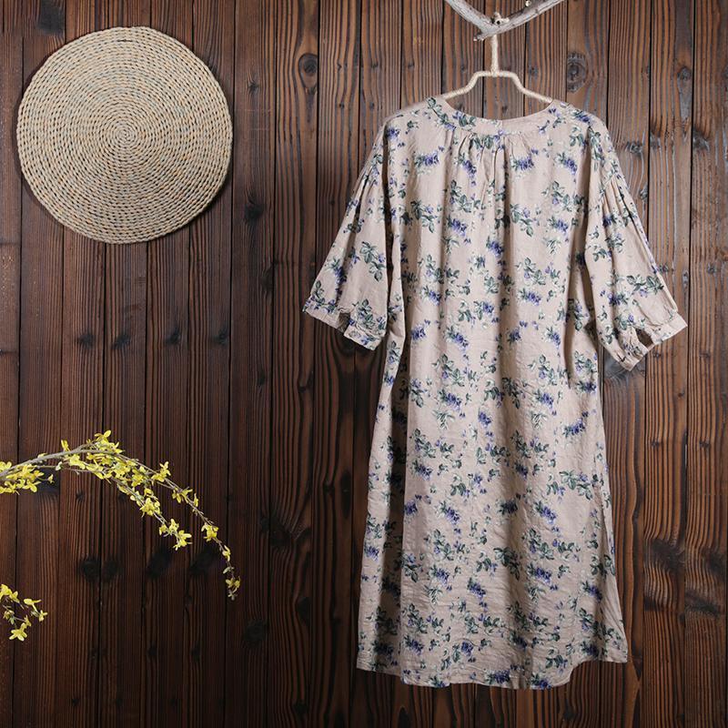 Women Summer Floral Casual Short Sleeve Loose Dress - Omychic