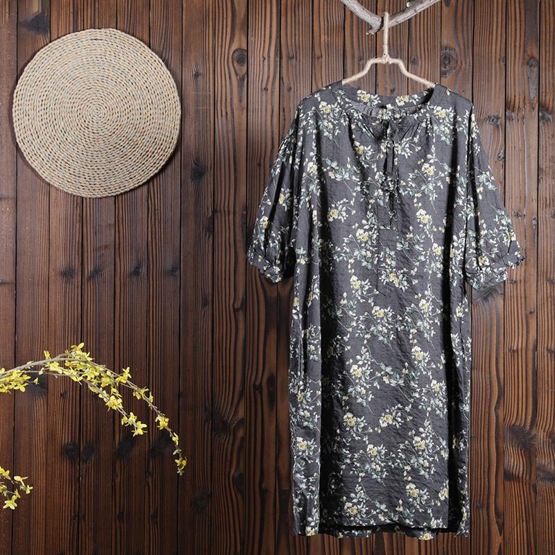 Women Summer Floral Casual Short Sleeve Loose Dress - Omychic