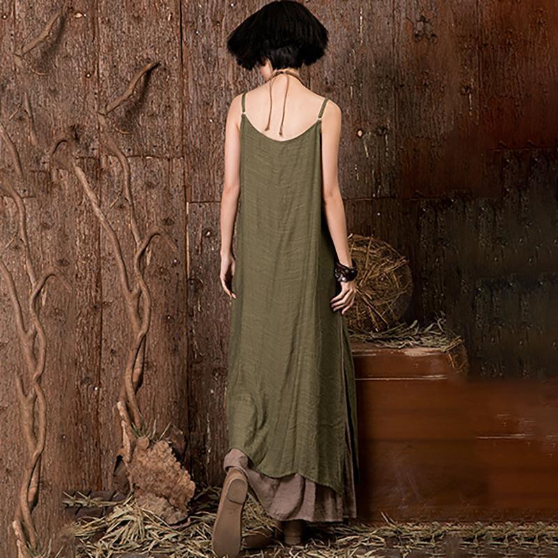 Women's Summer Casual Linen Double-Layer Slip Dress - Omychic