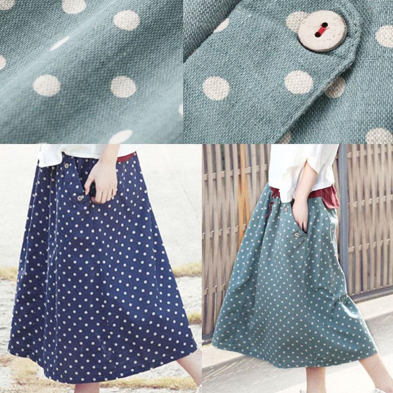 Women summer blue dotted skirts A line casual skirt - Omychic