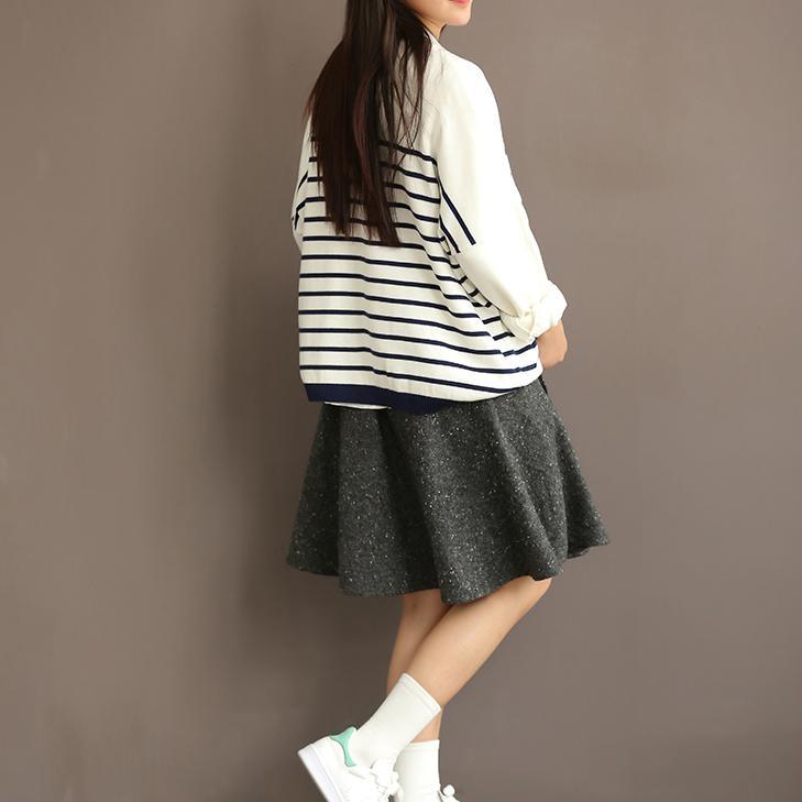 Woolen gray simple skirts casual vintage high wasit short skirts - Omychic