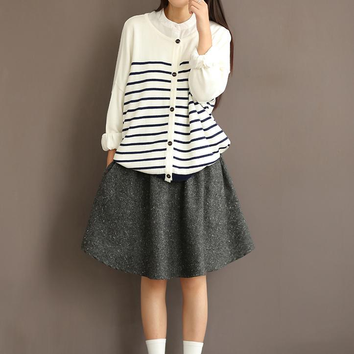 Woolen gray simple skirts casual vintage high wasit short skirts - Omychic