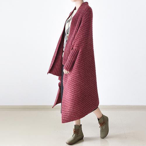 Woolen pink cape sweaters knit cape coat plus size sweaters oversize jackets - Omychic