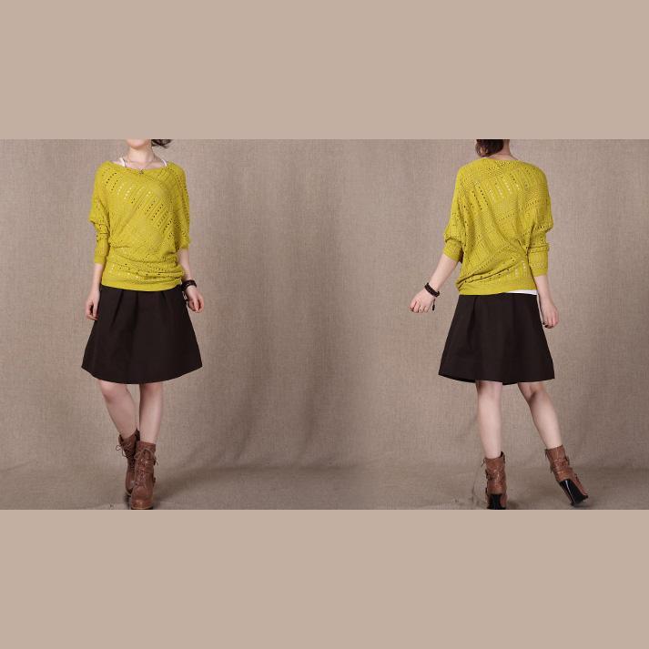 Yellow Oversize sweaters top - Omychic