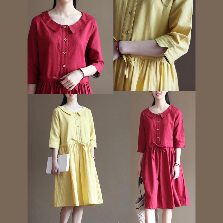 Yellow linen summer dress short sundress plus size linen clothing - Omychic