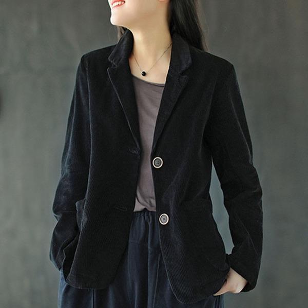 Autumn New Cotton Corduroy All-match Coats 2020 Loose Comfortable Long Sleeve Women Tops Coat - Omychic