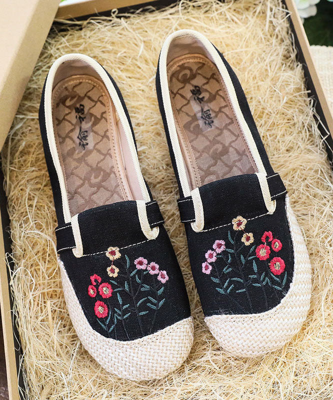 Casual Beige Embroidered Flat Shoes For Women Splicing Flat Feet Shoes