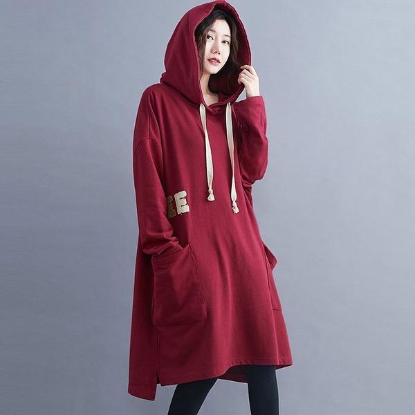 Oversized Women Casual Dress Female Hooded Knee-length Dress - Omychic