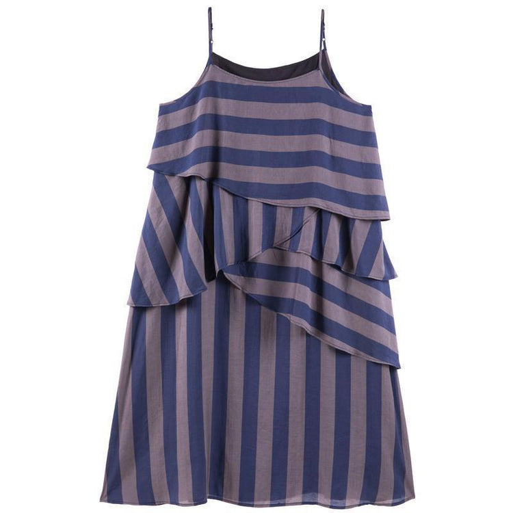 Cotton Vintage Striped Loose Slip Dresses - Omychic