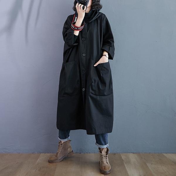 Oversized hooded casual loose long autumn spring trench coat for women 2020 clothes Outerwear - Omychic