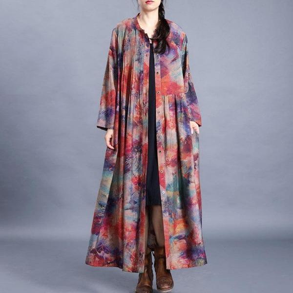 2020 Spring New Loose Plus Size Fashion Floral Print Coats - Omychic