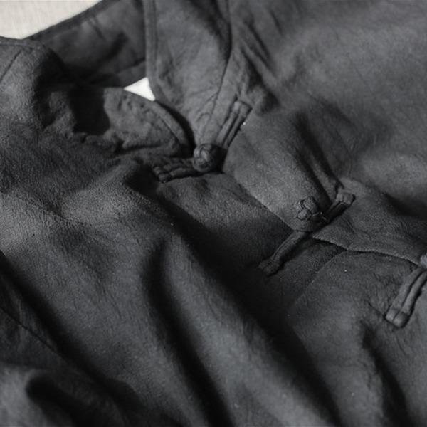 Vintage Cotton Linen Coats 2020 Fall New Button Long Sleeve Button Warm Parkas - Omychic