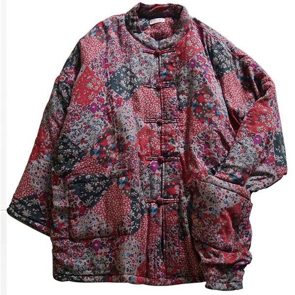 Winter Retro Print Loose Thickened Warm Cotton Parkas - Omychic