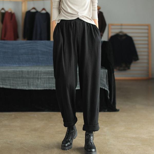 Leisure All-match 2 Color Elastic Waist Wide Leg Pants - Omychic