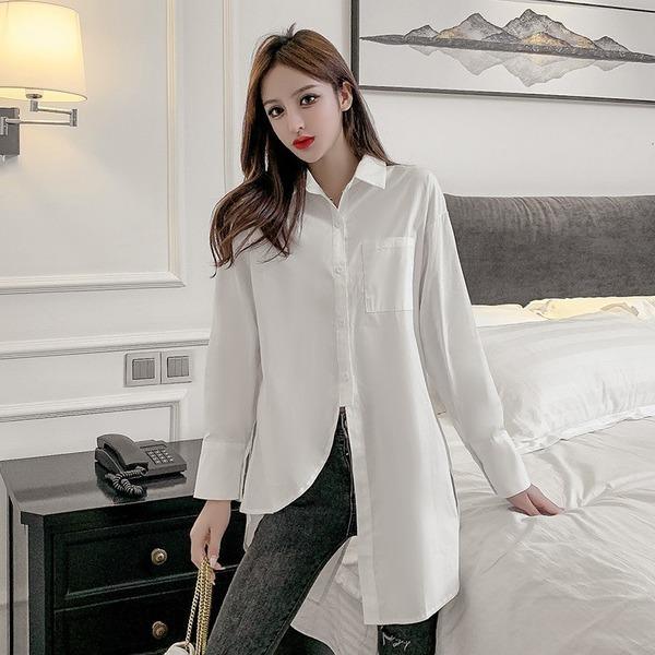 omychic white cotton autumn korean style plus size Casual loose shirt women blouse 2020 clothes ladies tops streetwear - Omychic