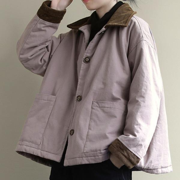 2020 New Solid Color Lapel Pockets Single Breasted Thick Coat - Omychic