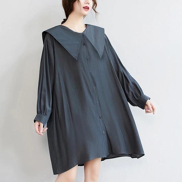 long sleeve plus size vintage for women casual loose mini short spring autumn shirt dress - Omychic