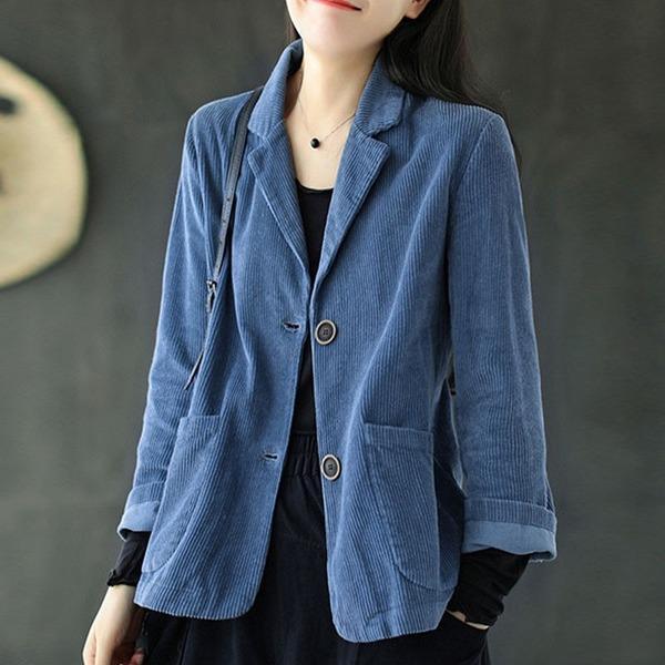 Autumn New Cotton Corduroy All-match Coats 2020 Loose Comfortable Long Sleeve Women Tops Coat - Omychic