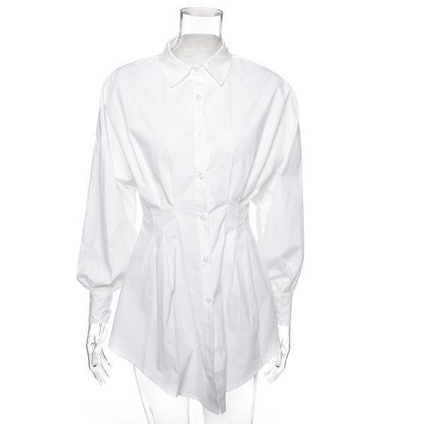 Elegant White Shirt Dress Women Lace Up TShirt Dress Mini Short Autumn Dresses - Omychic