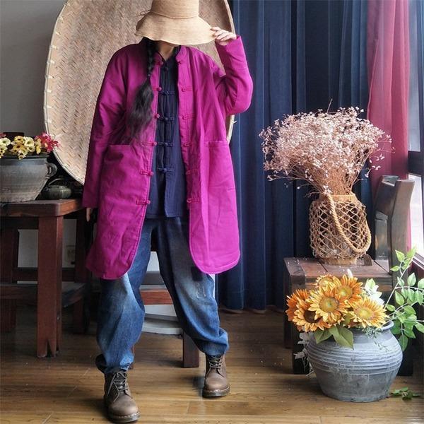 Loose Thin Long Parkas New 2020 Spring Stand Collar Linen Female Coats - Omychic