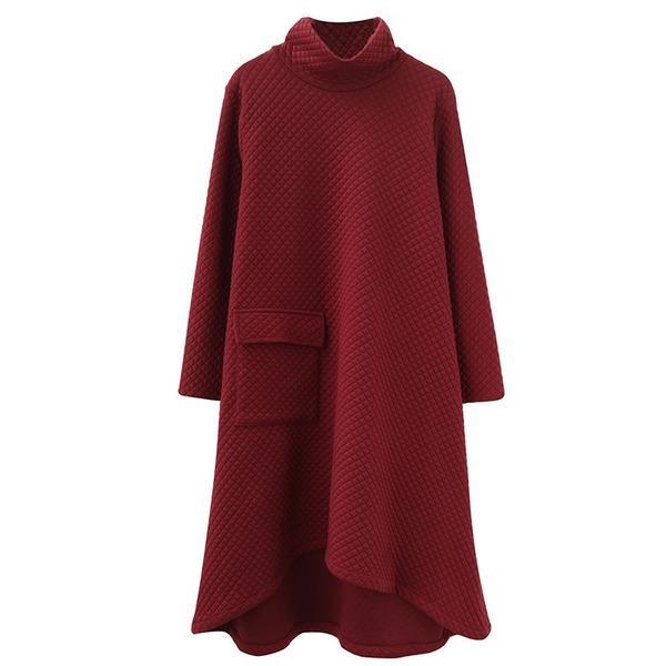 long sleeve plus size cotton vintage women casual loose midi autumn winter elegant dress clothes - Omychic