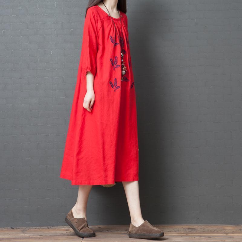 Casual Womens Vintage Linen Half Sleeve Dress - Omychic