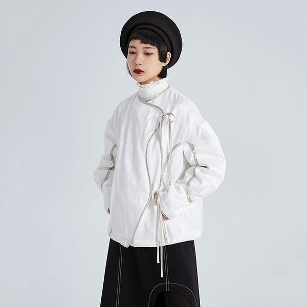 Line Splicing Parka Fashion Bandage Placket Solid Winter The New Color Casual Women Coat Simplicity Zen Short Top - Omychic