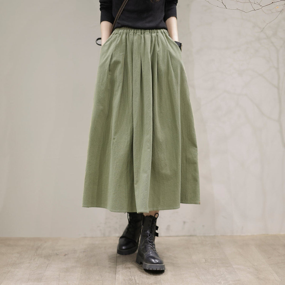 Autumn Casual Solid Cotton Loose Skirt