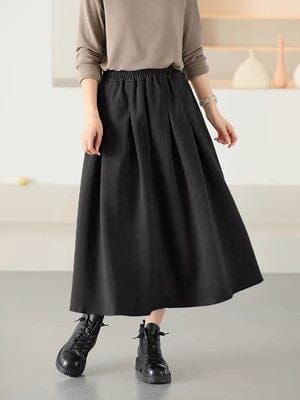 Autumn Casual Solid Minimalist Cotton Skirt