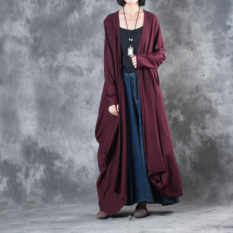 autumn brief trendy cotton coats plus size asymmetric design long trench coats - Omychic