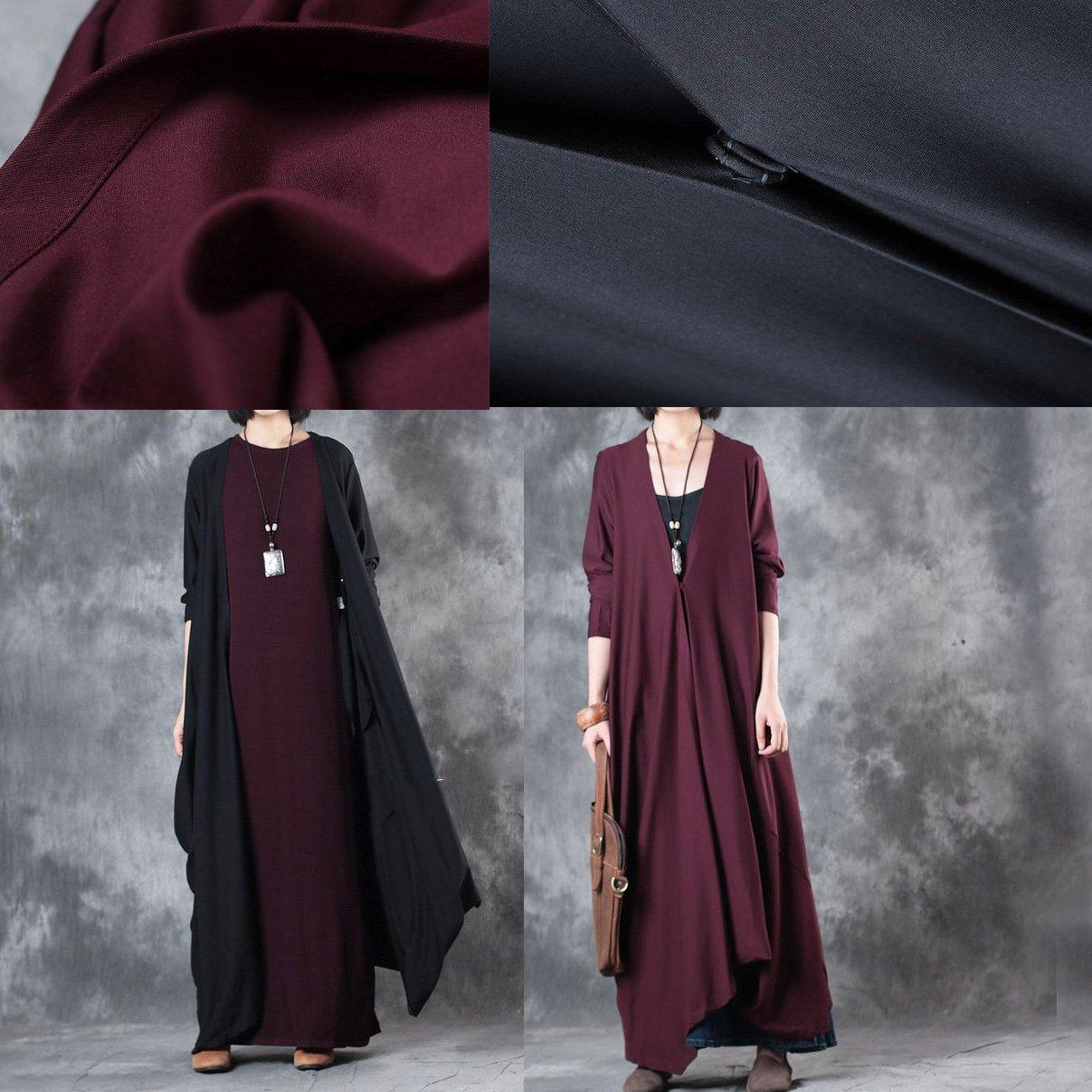 autumn brief trendy cotton coats plus size asymmetric design long trench coats - Omychic